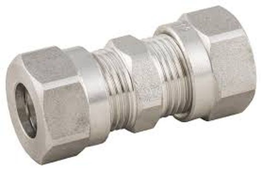 Racor Recto Intermedio Para Tubo Con Bicono En Inoxidable, Referencia 69460