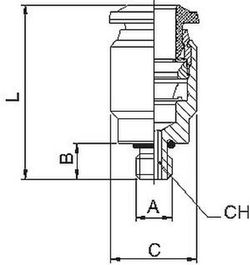 Racor Recto Macho Cilindrico Hexagono Interior Con Junta FKM, Referencia 40010