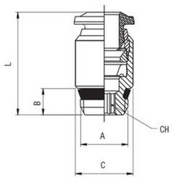 Racor Recto Macho Conico Hexagono Interior