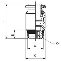Racor Recto Conico Macho Hexagono Interior
