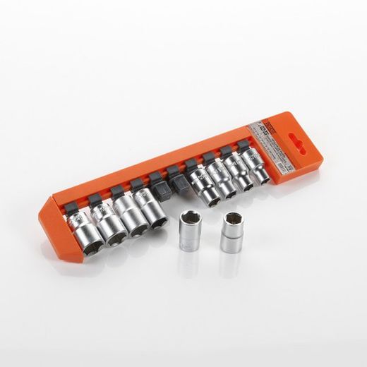 Juego De Llaves De Vasos De 1/2" 10 Vasos En Regleta ALYCO ORANGE De 10-19 Milimetros, Referencia 170757