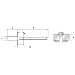 Remache Tubular Cabeza Ancha Aluminio / Acero
