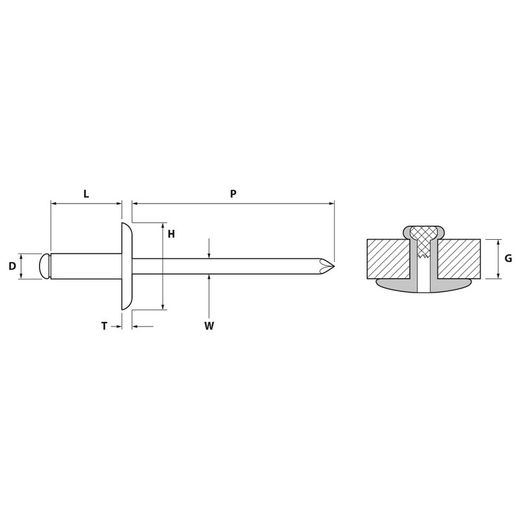 Remache Tubular Cabeza Ancha Aluminio / Acero
