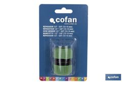 Racor reparador de mangueras de riego | Dos Medidas Disponibles | Fabricado en ABS. Referencia 90014022.