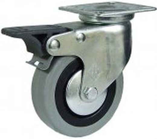 Rueda giratoria, con platina o taladro liso y rueda fija, Ref.476/478/479. Serie Cliper