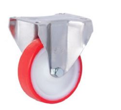 Rueda giratoria con platina y taladro liso inoxidable, Ref. 294/295/296. Serie Inox