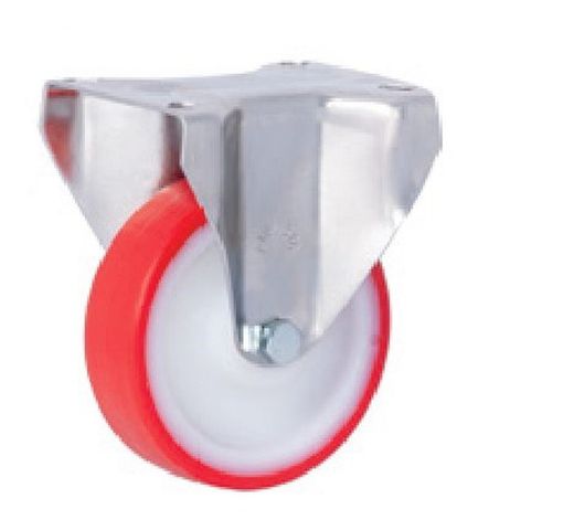 Rueda giratoria con platina y taladro liso inoxidable, Ref. 294/295/296. Serie Inox