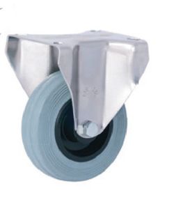 Rueda giratoria con platina y taladro liso inoxidable, Ref. 294/295/296. Serie Inox