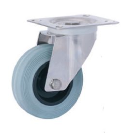 Rueda giratoria con platina y taladro liso inoxidable, Ref. 294/295/296. Serie Inox