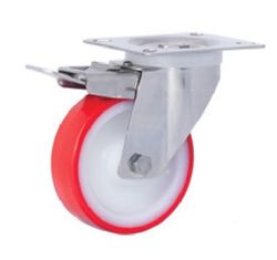 Rueda giratoria con platina y taladro liso inoxidable, Ref. 294/295/296. Serie Inox