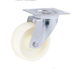 Rueda giratoria con platina y taladro liso inoxidable, Ref. 294/295/296. Serie Inox