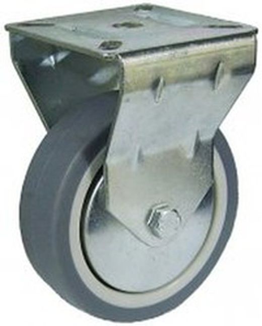 Rueda Giratoria De Goma termoplástica Gris ,con platina, taladro liso  ó fija Ref. 376/378/379. Serie Cliper GTG.