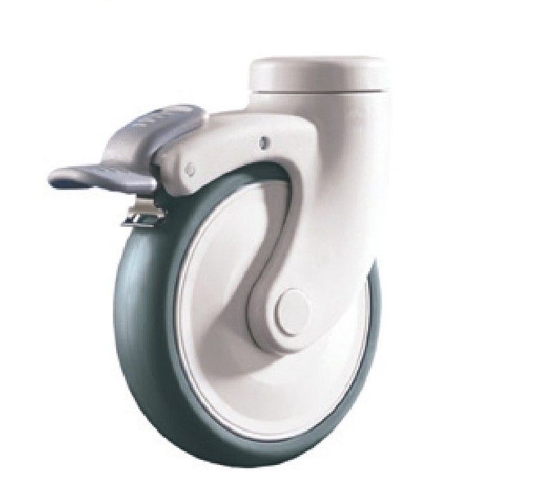 Rueda giratoria diámetro 125 mm. Ref. 500/502 Serie Sanitaria Con freno / Espiga roscada