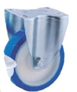 Rueda Giratoria, fija ó con taladro liso de poliuretano rojo ó azul y nylón . Ref.201/200-204