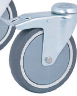 Rueda giratoria goma gris ref. 394/395 . Serie supermarket