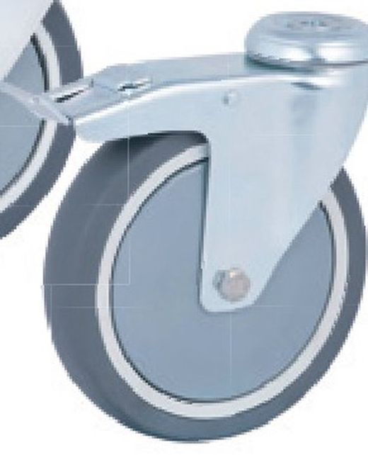 Rueda giratoria goma gris ref. 394/395 . Serie supermarket