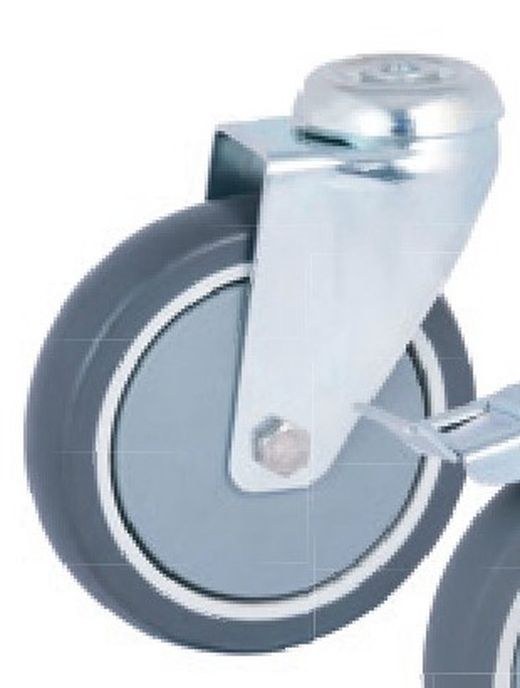 Rueda giratoria goma gris ref. 394/395 . Serie supermarket