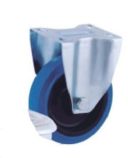 Rueda giratoria Y fija de goma negra, gris, azul y poliretanio ref. 201/200-204/GNK/GSG/GA/RBK