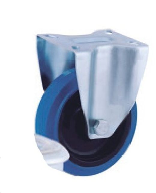 Rueda giratoria Y fija de goma negra, gris, azul y poliretanio ref. 201/200-204/GNK/GSG/GA/RBK