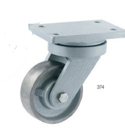 Rueda giratoria y fija de hierro, de diámetro 125 mm. Ref. 374/375. Serie Taller FE