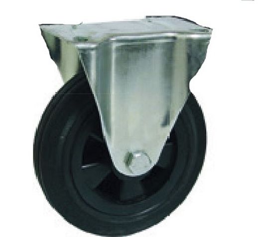 Rueda goma negra con platina giratoria y fija. Ref. 281/GN. Serie contenedor.