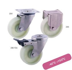 Ruedas giratoria y fija en acero inoxidable para alta y baja temperatura. Ref. 284/285/286. Serie inox AT-FV