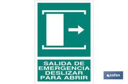 Salida De Emergencia Deslizar Para Abrir. Referencia EV20