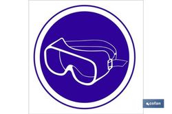 Obligatorio Uso Gafas Señal Adhesiva