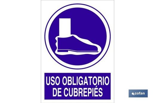 Uso Obligatorio De Cubrepiés Señal Adhesiva