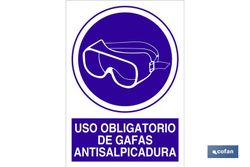 Uso Obligatorio De Gafas Antisalpicadura  Señal Adhesiva