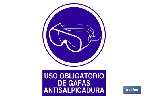 Uso Obligatorio De Gafas Antisalpicadura Señal Adhesiva
