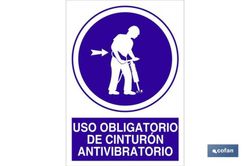 Uso Obligatorio De Cinturón Antivibratorio Señal Adhesiva 148x105mm