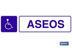 Aseos  discapacitados, Señal  informativa Glasspack Adhesiva