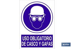 Obligatorio Uso Casco Y Gafas Señal Poliestireno