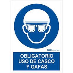 Obligatorio Uso Casco Y Gafas Señal Poliestireno