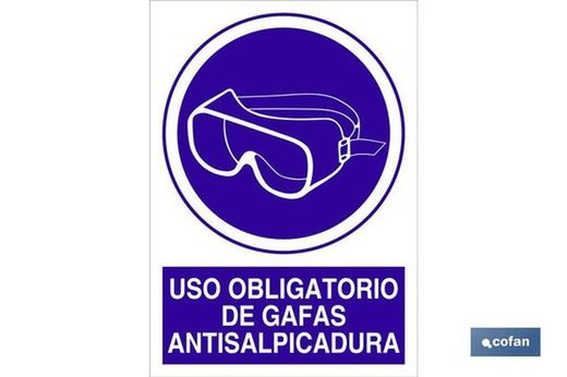 Uso Obligatorio De Gafas Antisalpicadura Señal Poliestireno