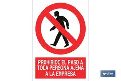 Prohibido El Paso A Toda Persona Ajena A La Empresa  Señal Poliestireno