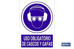 Uso Obligatorio De Cascos Y Gafas Señal Polistireno