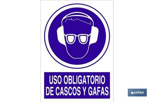 Uso Obligatorio De Cascos Y Gafas Señal Polistireno