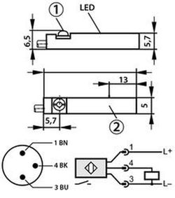 Sensor Magnetico Ef.Hall Pnp 10-30v Conect.M8 300 Milimetros, Referencia DSH4H3FM8