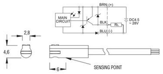 Sensor Magnetico Ef.Hall Pnp 4,5-28v 2 Metros, Referencia DC03P2M