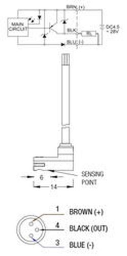 Sensor Magnetico Ef.Hall Pnp 4,5-28v 2 Metros, Referencia DC04P2M