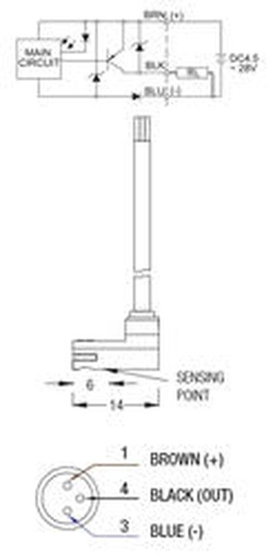 Sensor Magnetico Ef.Hall Pnp 4,5-28v 2 Metros, Referencia DC04P2M