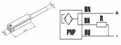 Sensor E.Hall Pnp 10-30 V. 2,5 Mts
