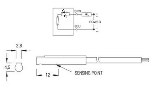 Sensor Magnetico Reed 5-120v Ac/Dc 2 metros, Referecia DC01