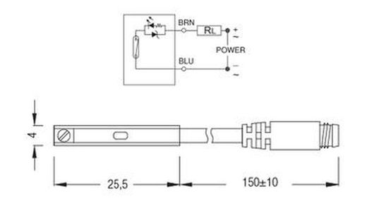 Sensor Magnetico Reed 5-120v Conector M8 150 Milimetros, Referencia DC01