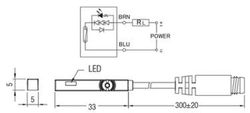 Sensor Magnetico Reed 5-240v Conect.M8 300 Milimetros, Referencia DT01RM8