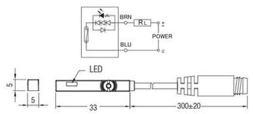 Sensor Magnetico Reed 5-240v Conect.M8 300 Milimetros, Referencia DT01RM8