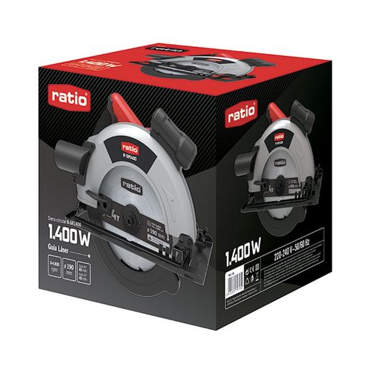 Sierra circular RATIO R-SR1400 Incluye llave y adaptador de extractor de polvo. Ref.7994X485