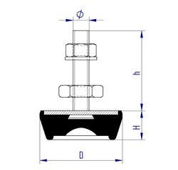Anitivibrante De Soporte Para Maquinaria Con Rosca Metrica 16 Serie Baja, Referencia 4B